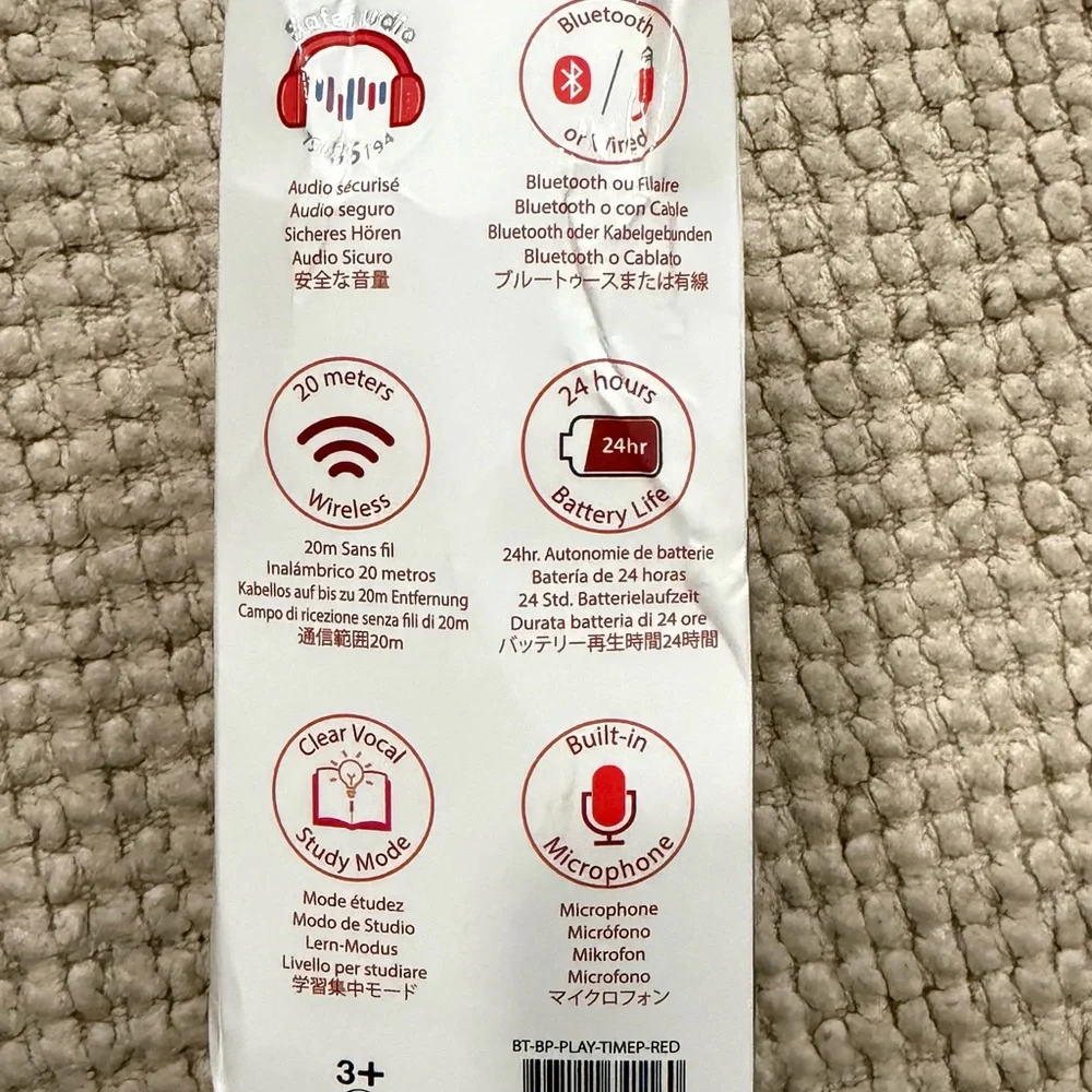 Playtime Buddy Phones Red Headphones Wireless Bluetooth